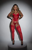 Red Allure Corset with Sparkling Sequins and Detachable Garters